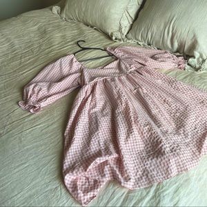 Plaid Pink Puffy Sleeve Dress 💖